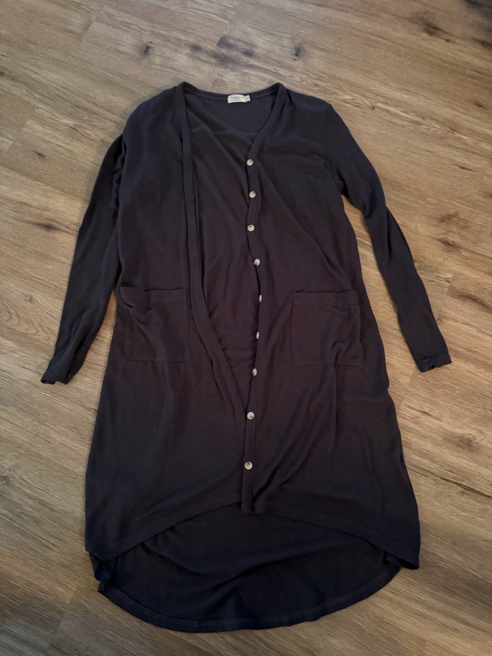 Women’s Black Long Button-Front Cardigan